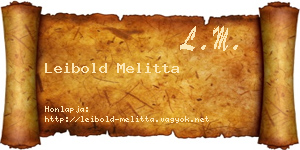 Leibold Melitta névjegykártya